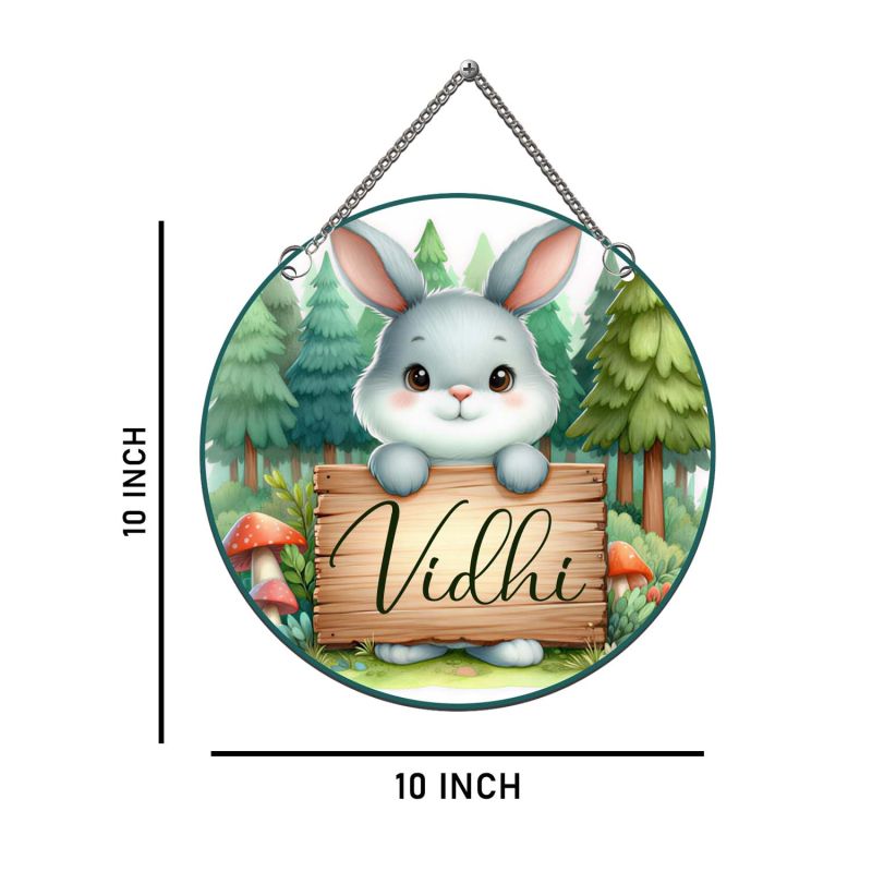 Personalized Bunny Theme Kids Room Name Plate, Decorative Wall Hanging for Nursery & Playroom Birthday Gift for Boys & Girls Kids Door Decor